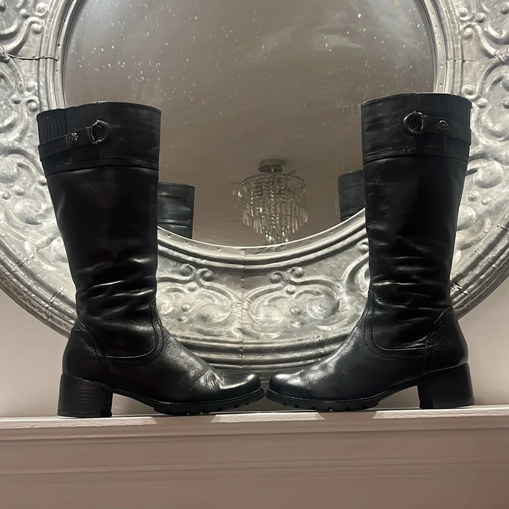 Blondo Black Leather winter Boots with Fleece Lining size 7 wide side zip up